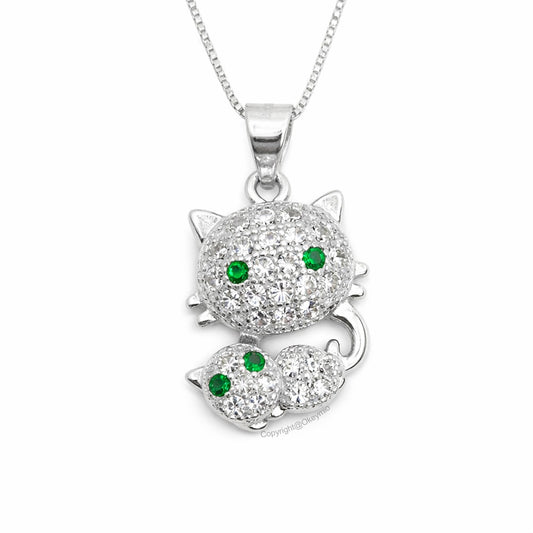 Dije De Gato Con Circones En Plata 925