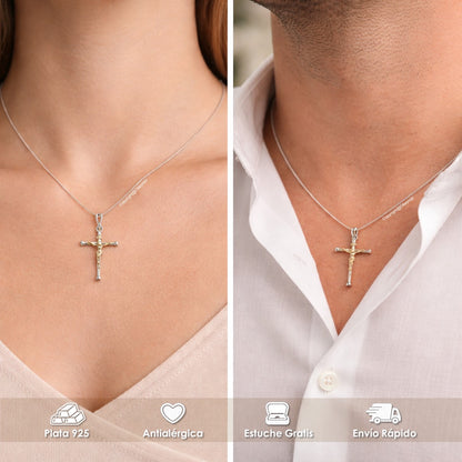 Dije Cruz Plata 925 Cristo Para Hombre Mujer Elegante