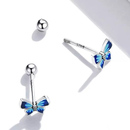 Aretes Topo De Seguridad Mariposa Azul
