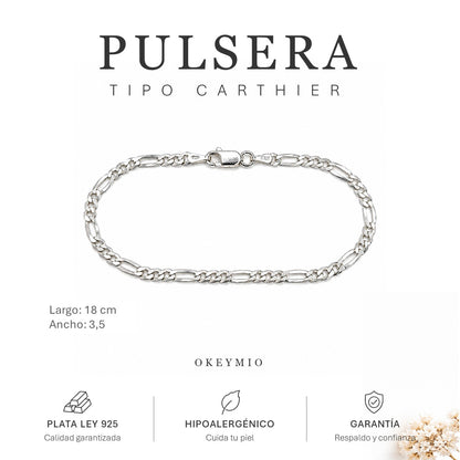 Pulsera Tipo Cartier En Plata 925 Italiana