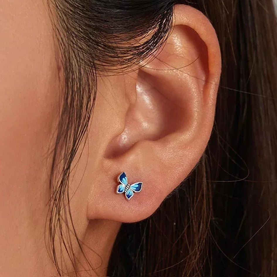 Aretes Topo De Seguridad Mapriposa Azul