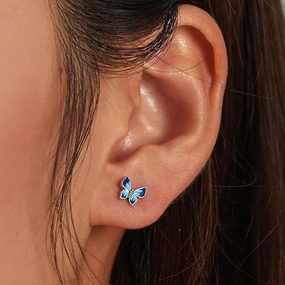 Aretes Topo De Seguridad Mariposa Azul