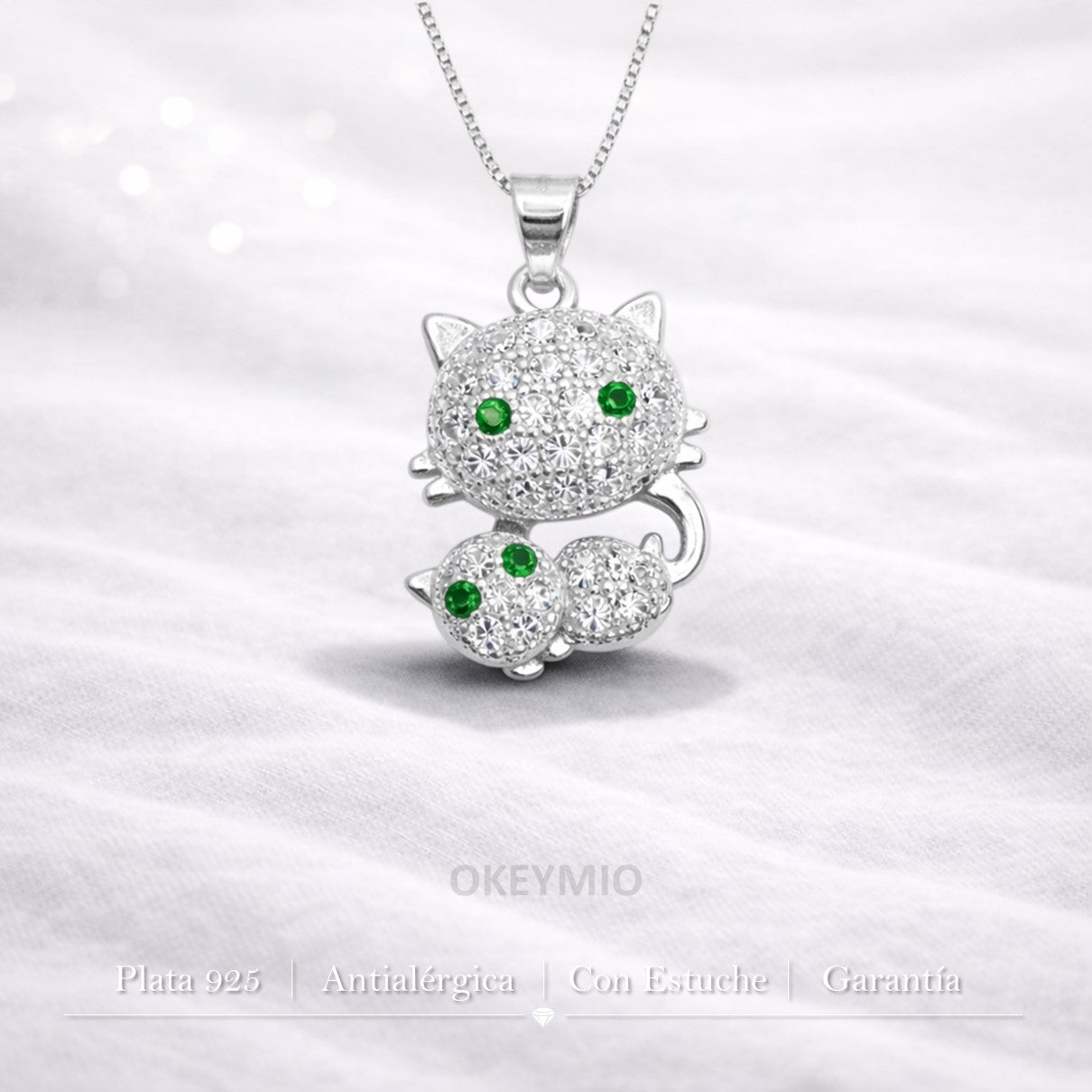 Dije De Gato Con Circones En Plata 925