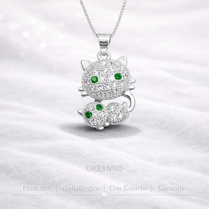Dije De Gato Con Circones En Plata 925