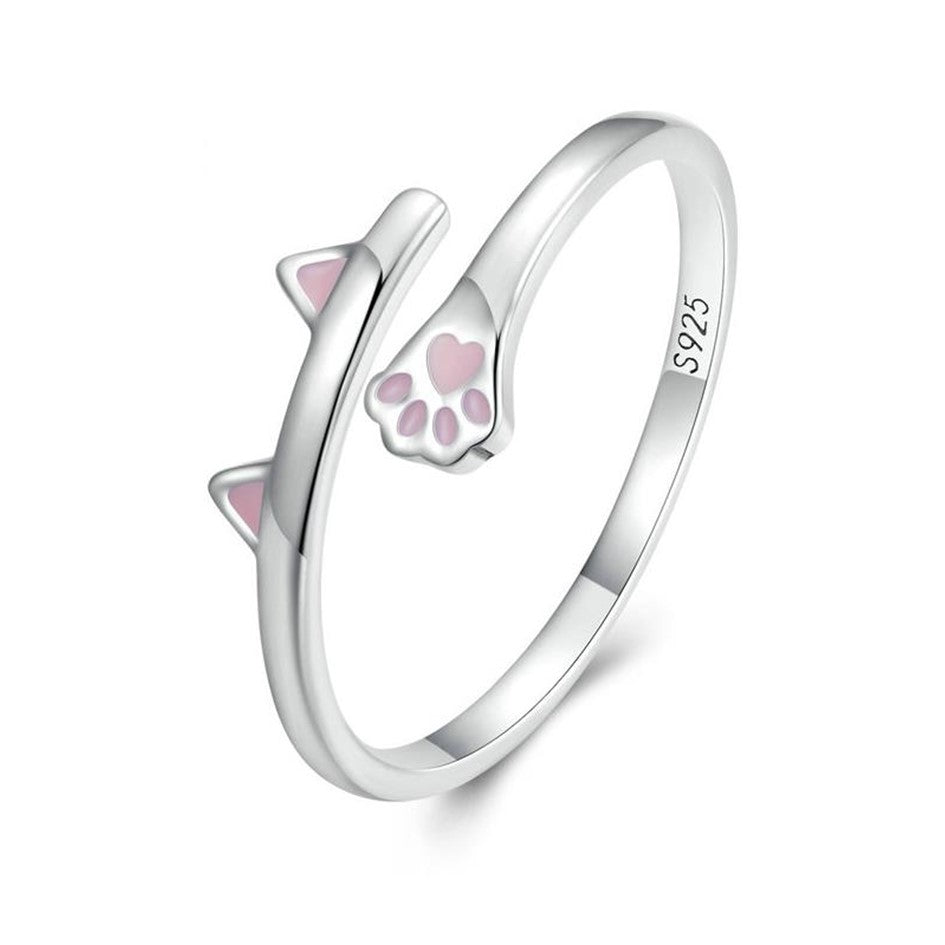 Anillo Ajustable Gato para Mujer En Plata 925