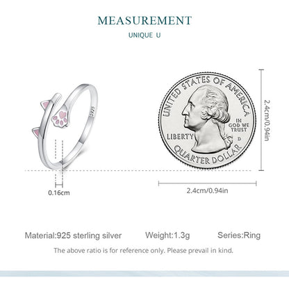 Anillo Ajustable Gato para Mujer En Plata 925