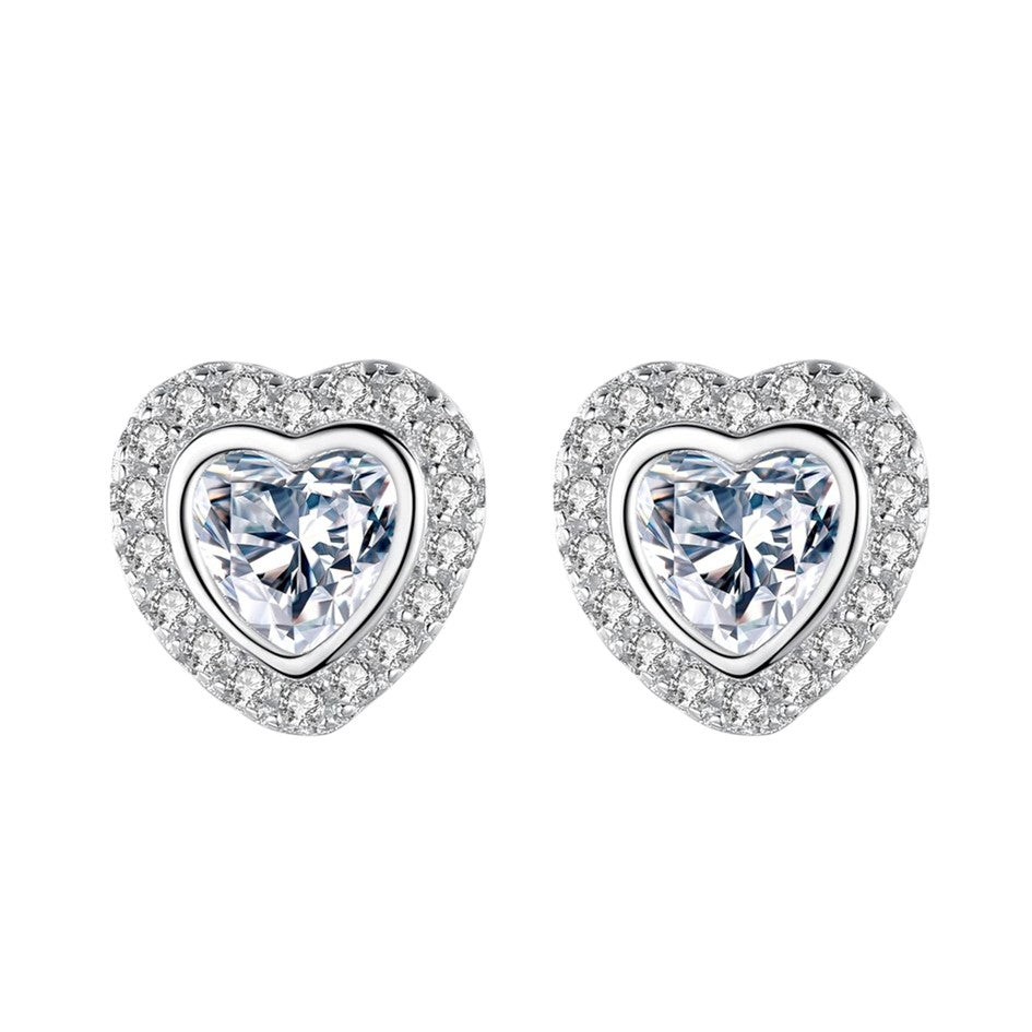 Aretes Topos Corazón En Plata 925