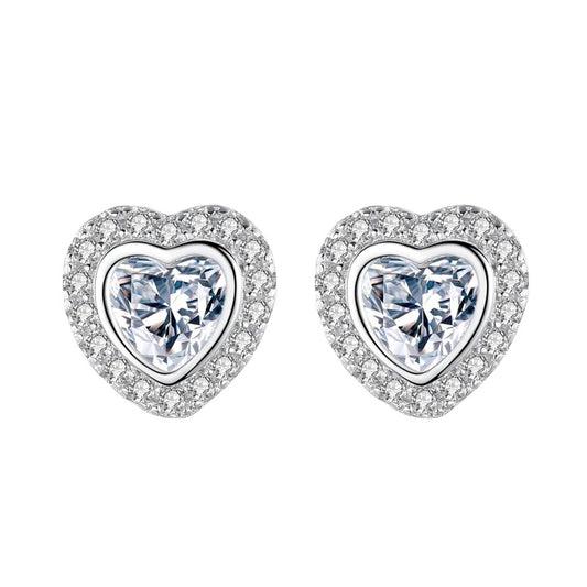 Aretes Topos Corazón En Plata 925