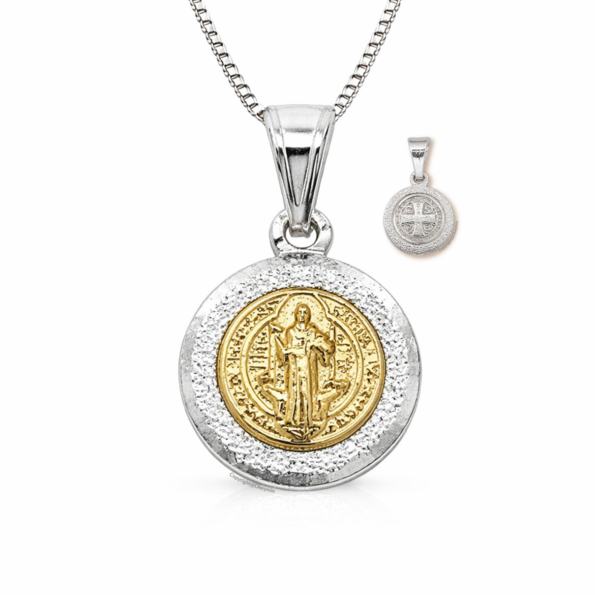 Dije y Cadena San Benito En Oro Plata 925 Unisex