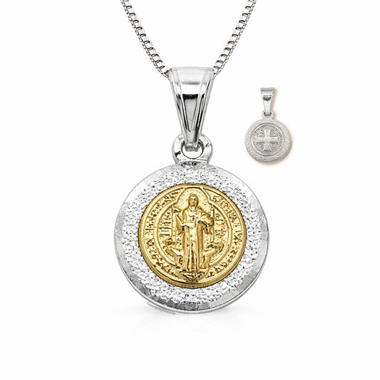 Dije y Cadena San Benito En Oro Plata 925 Unisex