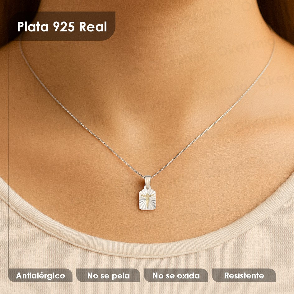 Dije y Cadena Con Cruz En Oro Plata 925 Unisex