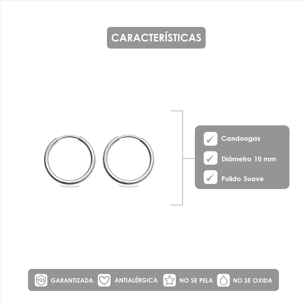 Candongas Plata 925 Clásicas Argolla Lisa Unisex