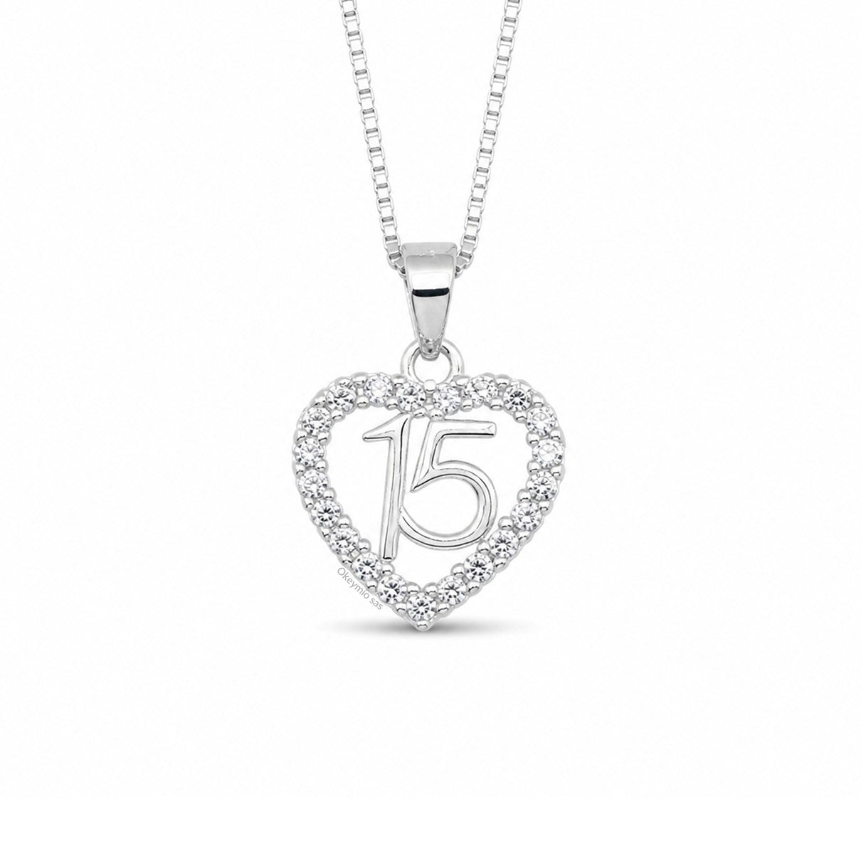 Dije y Cadena 15 Años En Plata 925 Italiana