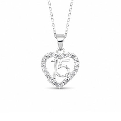 Dije y Cadena 15 Años En Plata 925 Italiana