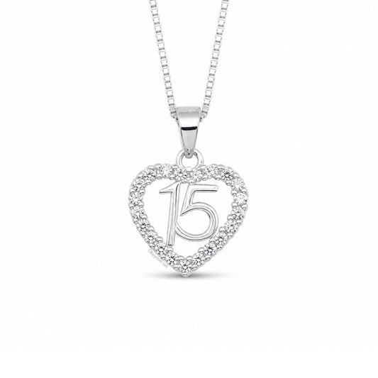 Dije y Cadena 15 Años En Plata 925 Italiana