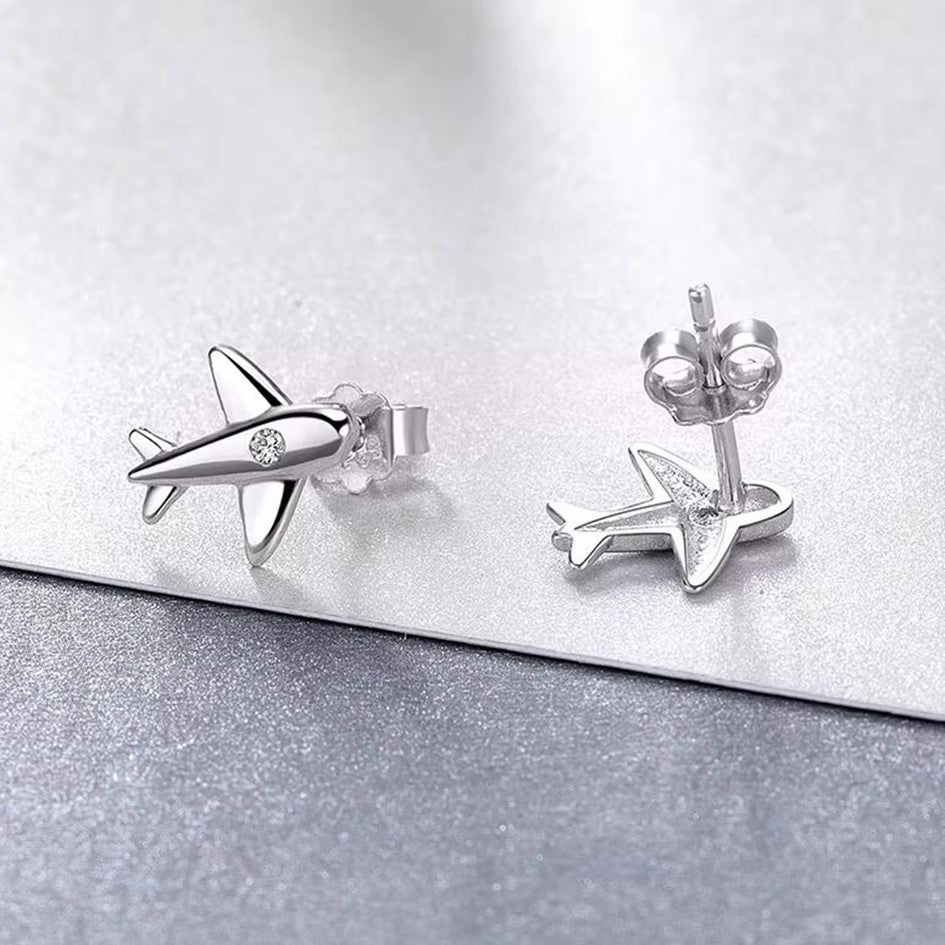 Aretes Topos Avión En Plata 925