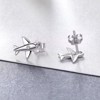Aretes Topos Avión En Plata 925