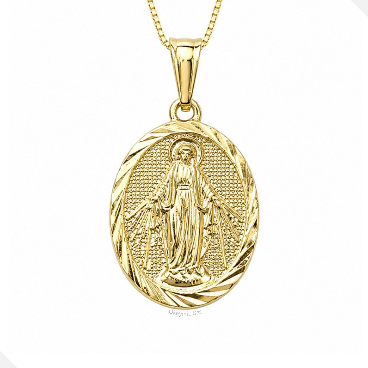 Dije Medalla Virgen Milagrosa Oro Laminado 18k (Sin cadena)