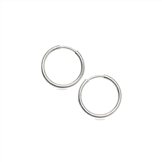 Candongas Clásicas Lisas En Plata 925 - 15 mm