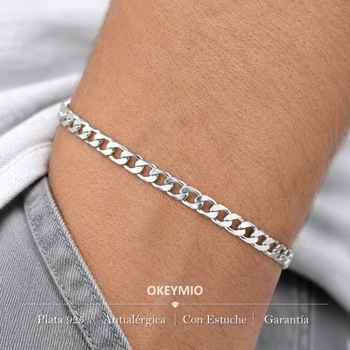 Pulsera Tipo Cubana Cuadrada En Plata 925 Italiana Unisex
