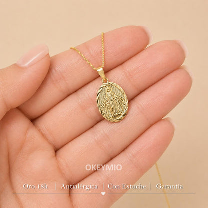 Dije Medalla Virgen Milagrosa Oro Laminado 18k (Sin cadena)