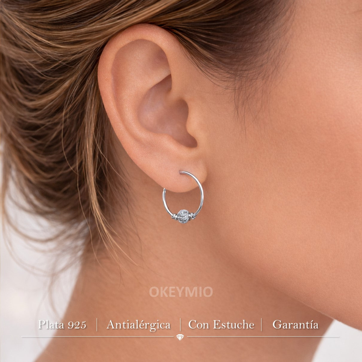 Aretes Candongas Plata 925 Mujer 22 mm