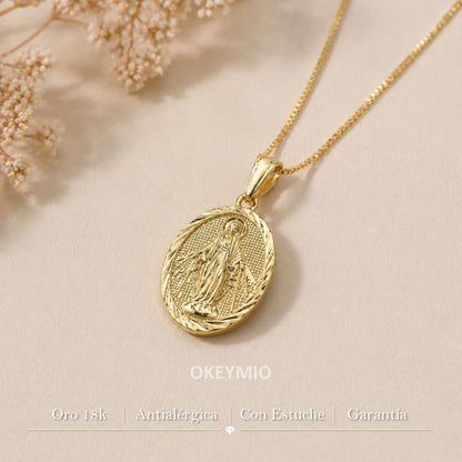 Dije Medalla Virgen Milagrosa Oro Laminado 18k (Sin cadena)