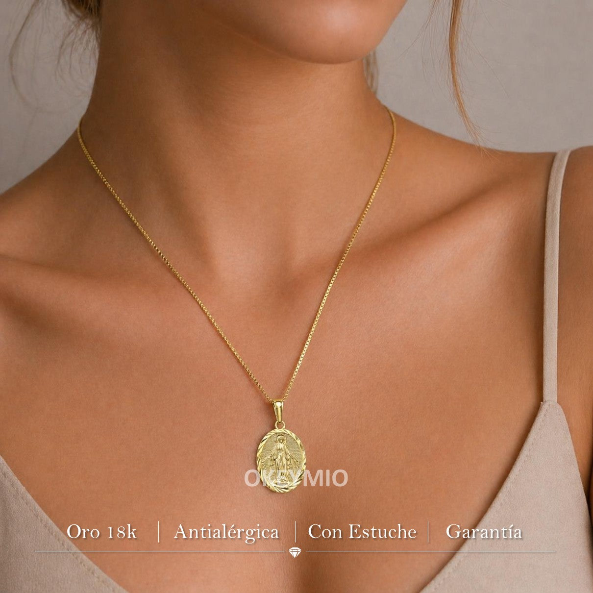 Dije Medalla Virgen Milagrosa Oro Laminado 18k (Sin cadena)