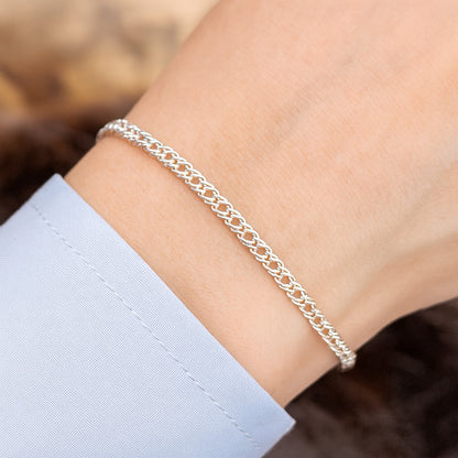 Pulsera Combinada En Plata 925 Hombre Mujer Italiana