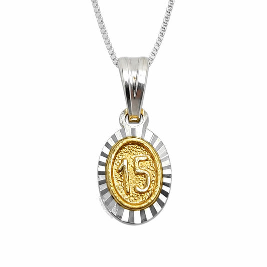 Dije y Cadena 15 Años Plata 925 Oro laminado 18k