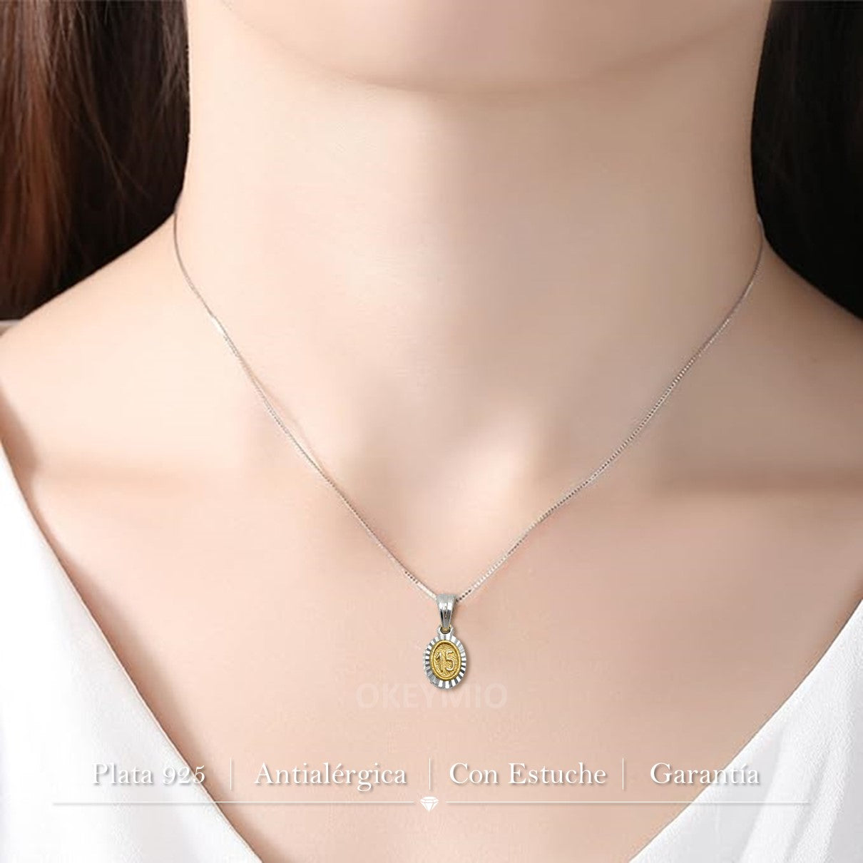 Dije y Cadena 15 Años Plata 925 Oro laminado 18k