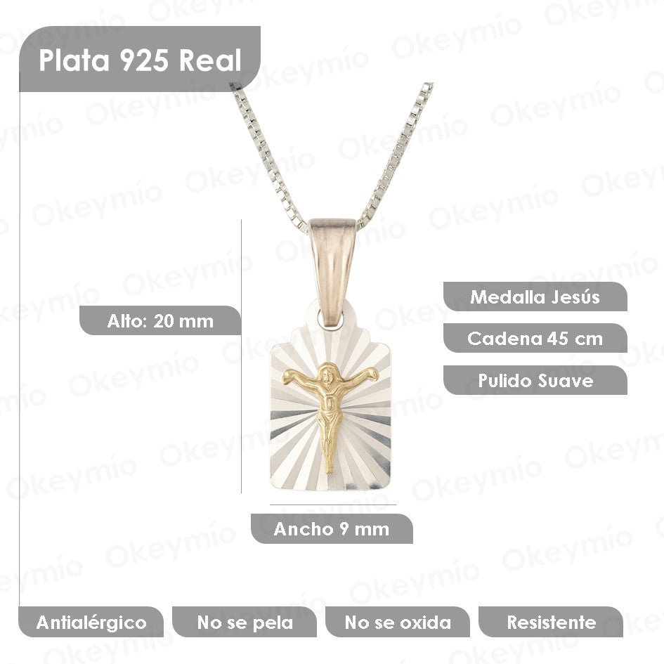 Dije y Cadena Con Cruz En Oro Plata 925 Unisex