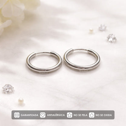 Candongas Plata 925 Clásicas Argolla Lisa Unisex
