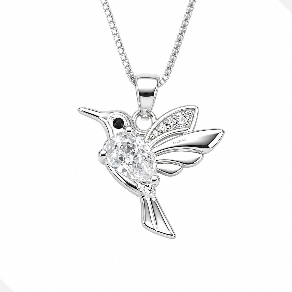 Dije Colibrí Plata 925 Con Circones Brillantes