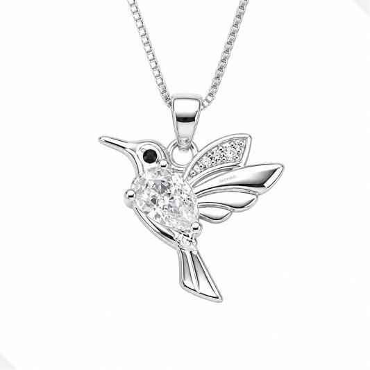 Dije Colibrí Plata 925 Con Circones Brillantes
