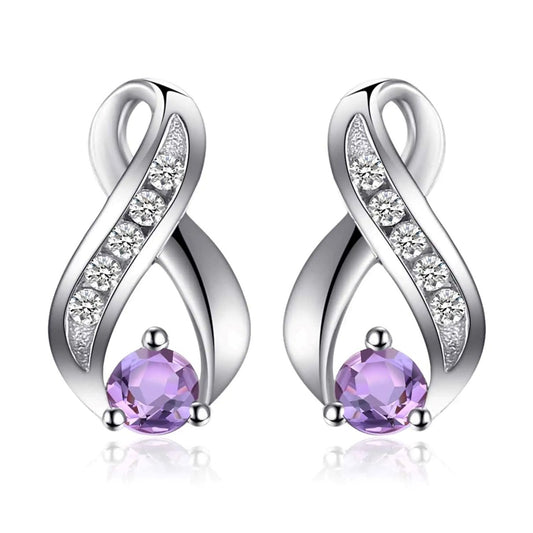 Aretes En Plata 925 Piedra Amatista