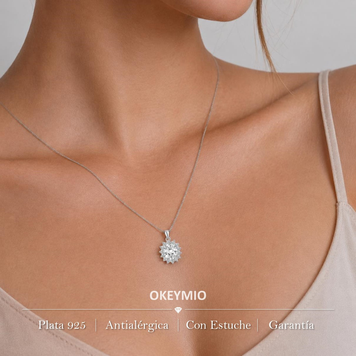 Dije y Cadena En Plata 925 Italiana Elegante