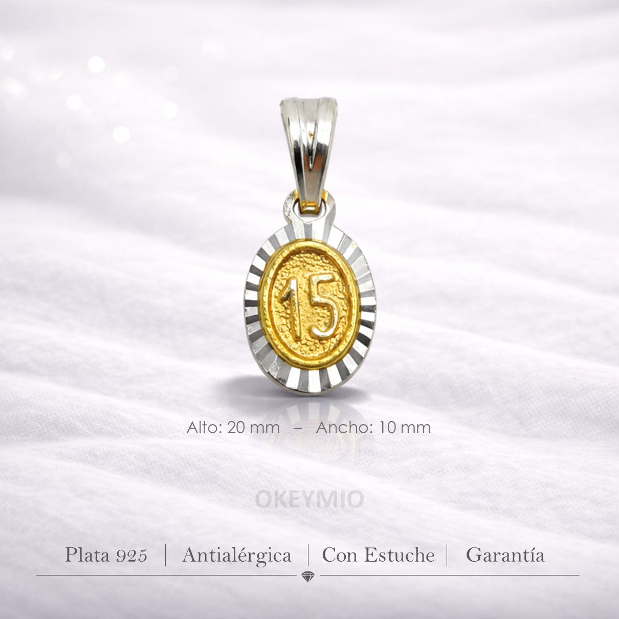Dije y Cadena 15 Años Plata 925 Oro laminado 18k