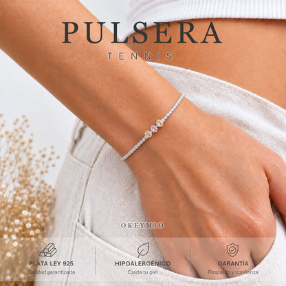 Pulsera Manilla Tipo Tennis Con Circones En Plata 925 Italiana