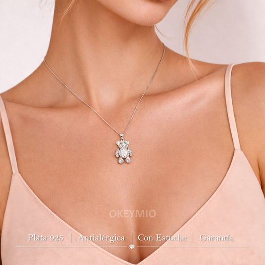 Dije Oso Con Movimiento En Plata 925 Premium