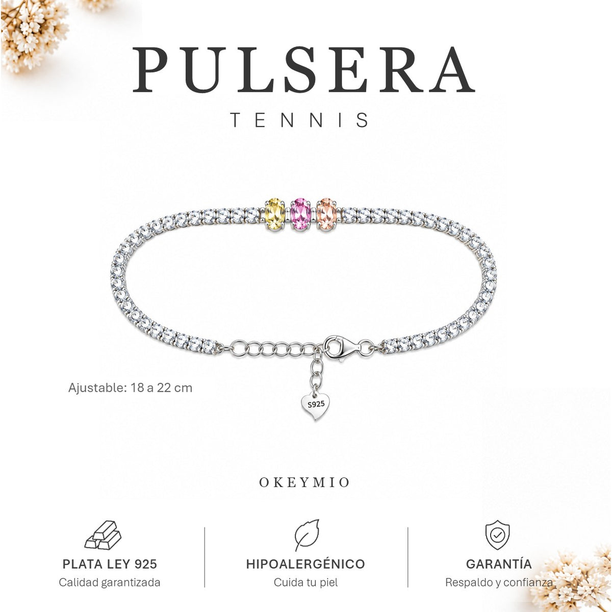 Pulsera Manilla Tipo Tennis Con Circones En Plata 925 Italiana