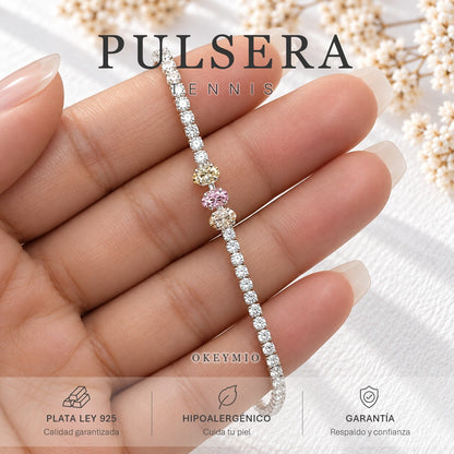 Pulsera Manilla Tipo Tennis Con Circones En Plata 925 Italiana