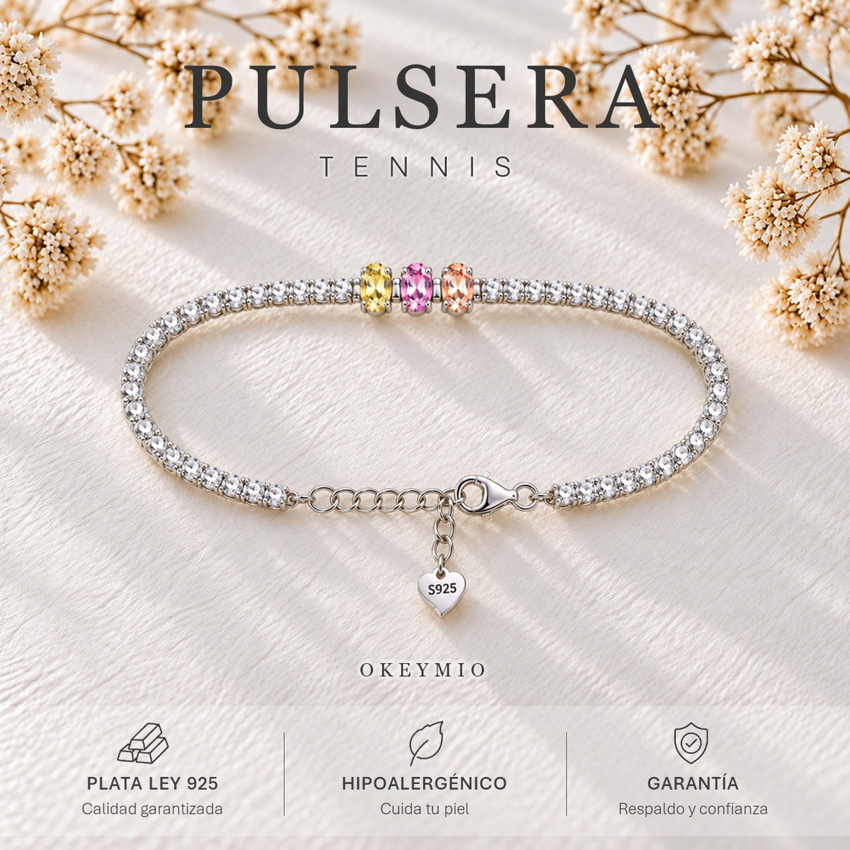 Pulsera Manilla Tipo Tennis Con Circones En Plata 925 Italiana