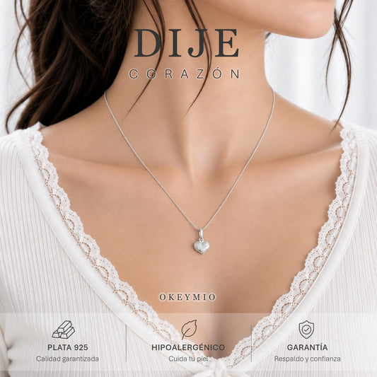 Dije Corazón En plata 925 Antialergica