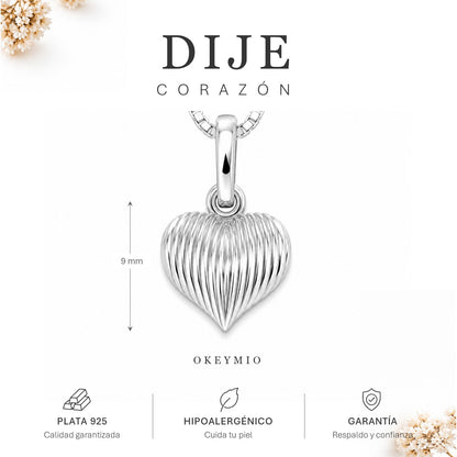 Dije Corazón En plata 925 Antialergica