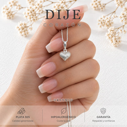 Dije Corazón En plata 925 Antialergica