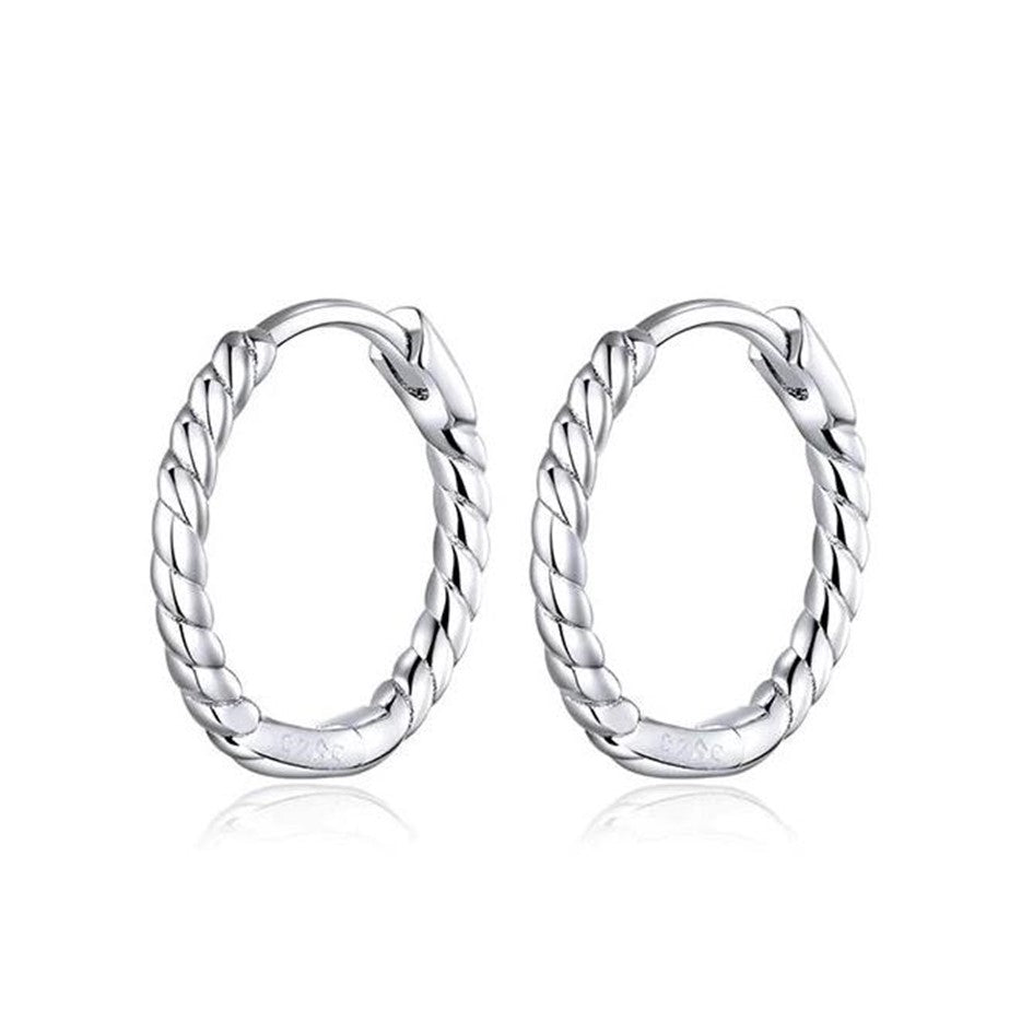 Aretes Candonga En Plata 925 Trenzados Hipoalergénicos