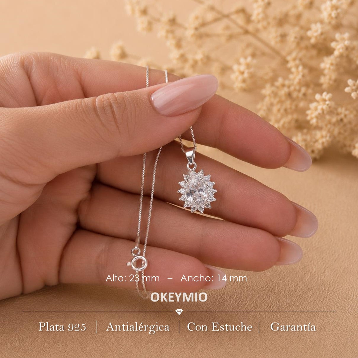 Dije y Cadena En Plata 925 Italiana Elegante