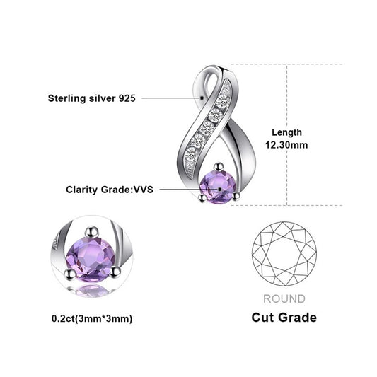 Aretes En Plata 925 Piedra Amatista