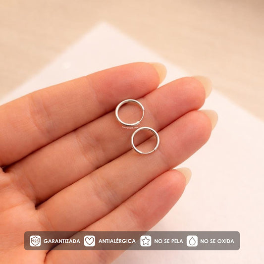 Candongas Plata 925 Clásicas Argolla Lisa Unisex
